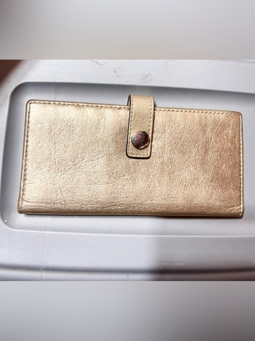 Coach Slim Wallet Gold Genuine Leather